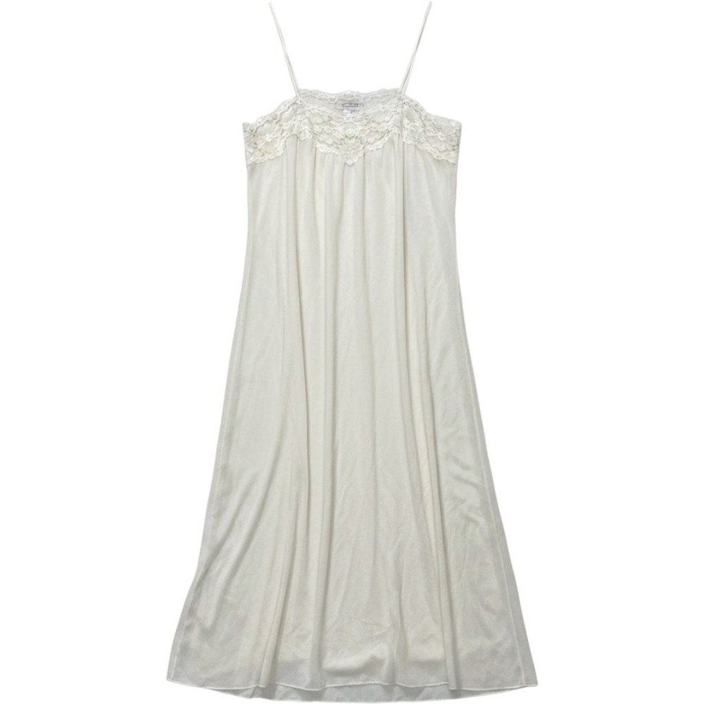 Vintage 70s Sears Lace Trim Long Nightgown Slip Dress Medium